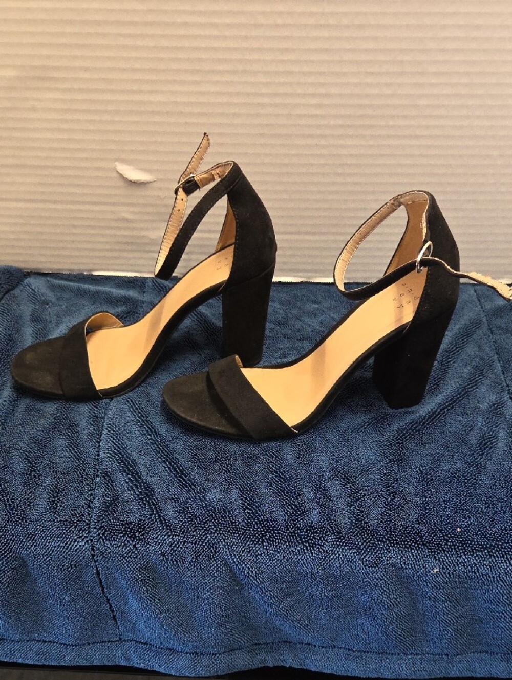 a new day Black Ankle-Strap Block Heels. Size 7.5.